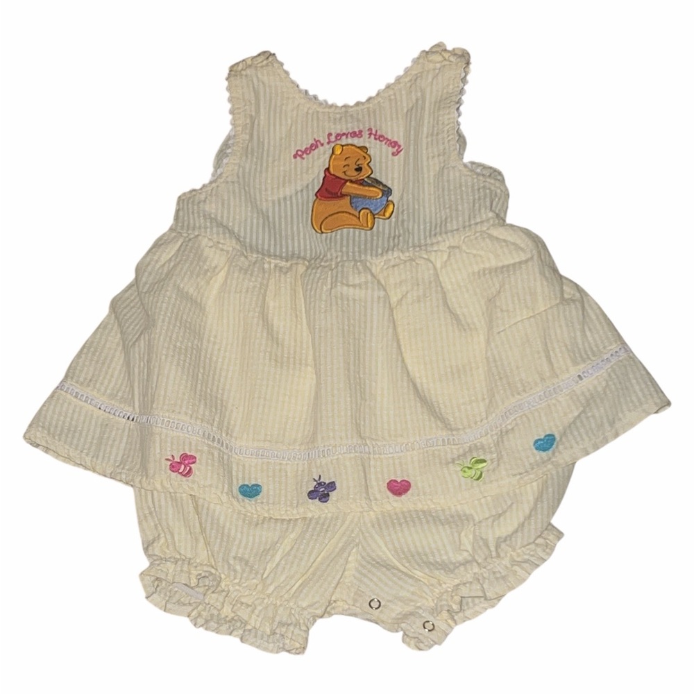 Vintage Disney Winnie the Pooh Baby Stripped Jumpsuit - 24months